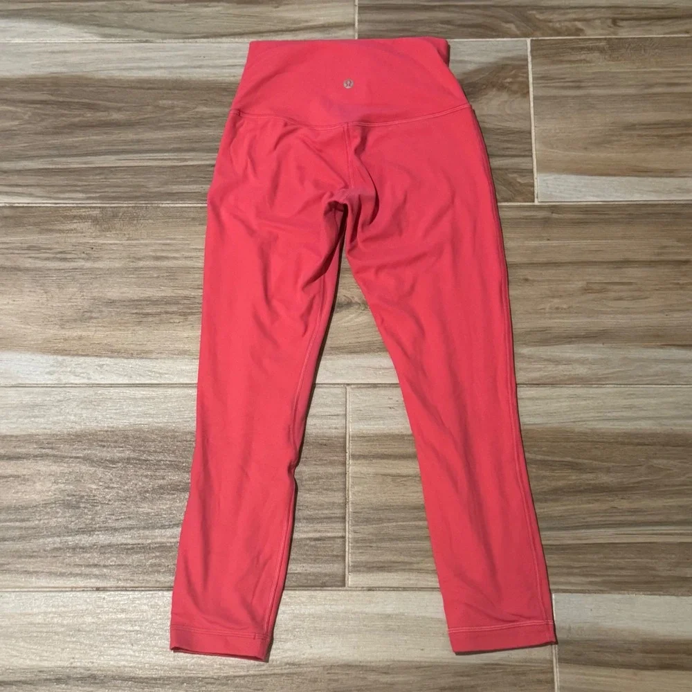 Lululemon Align High-Rise Crop 21 Pink Coral Nulu Yoga Leggings Size 4